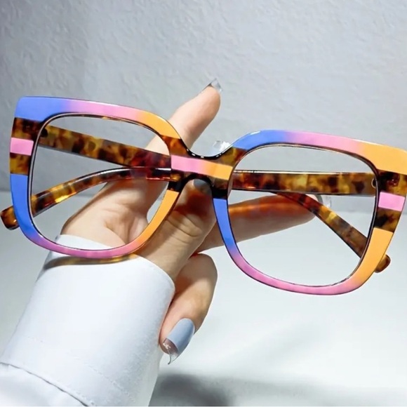 NEW ANTI BLUE LIGHT BLOCKING EYEGLASSES LEOPARD COLOR-BLOCK PHONE EYESTRAIN - Picture 4 of 4